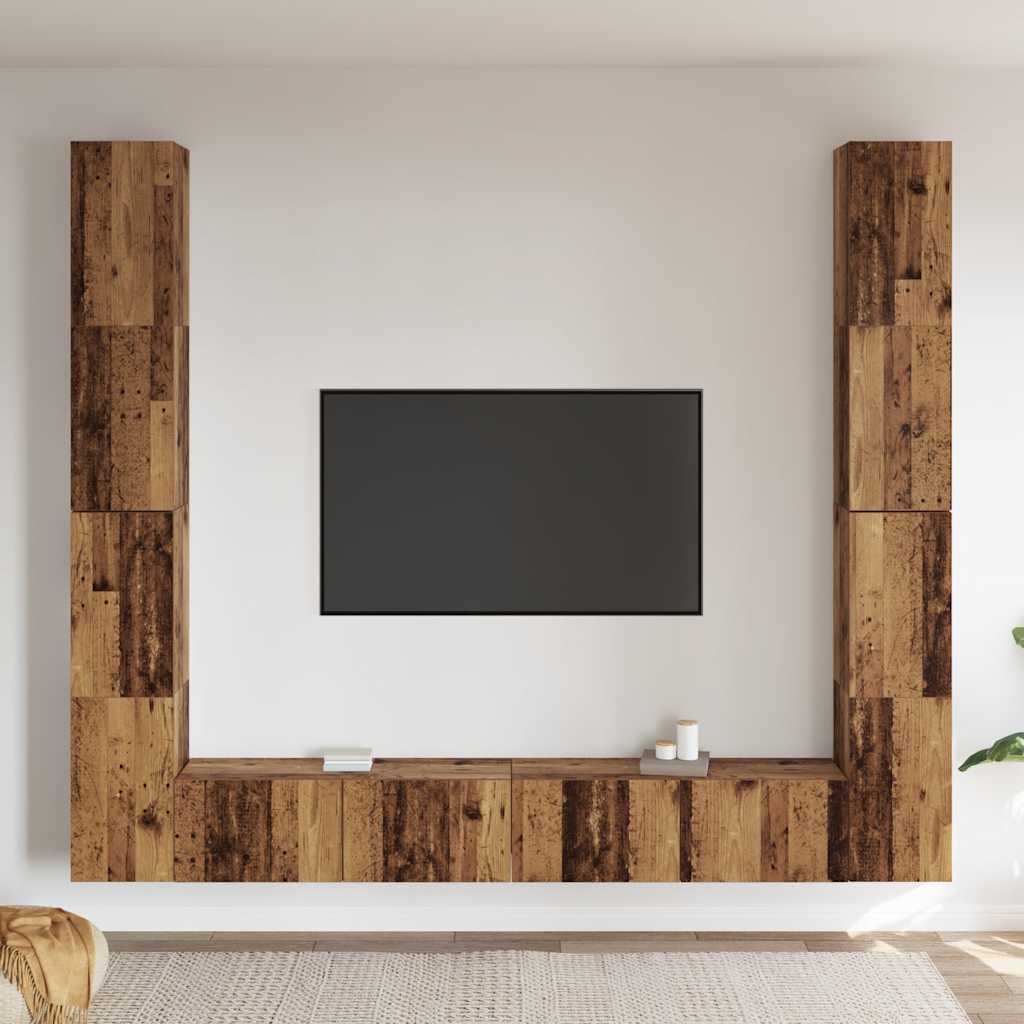 Wall Mounted TV cabinets 6 pcs Old Wood Engineered Wood